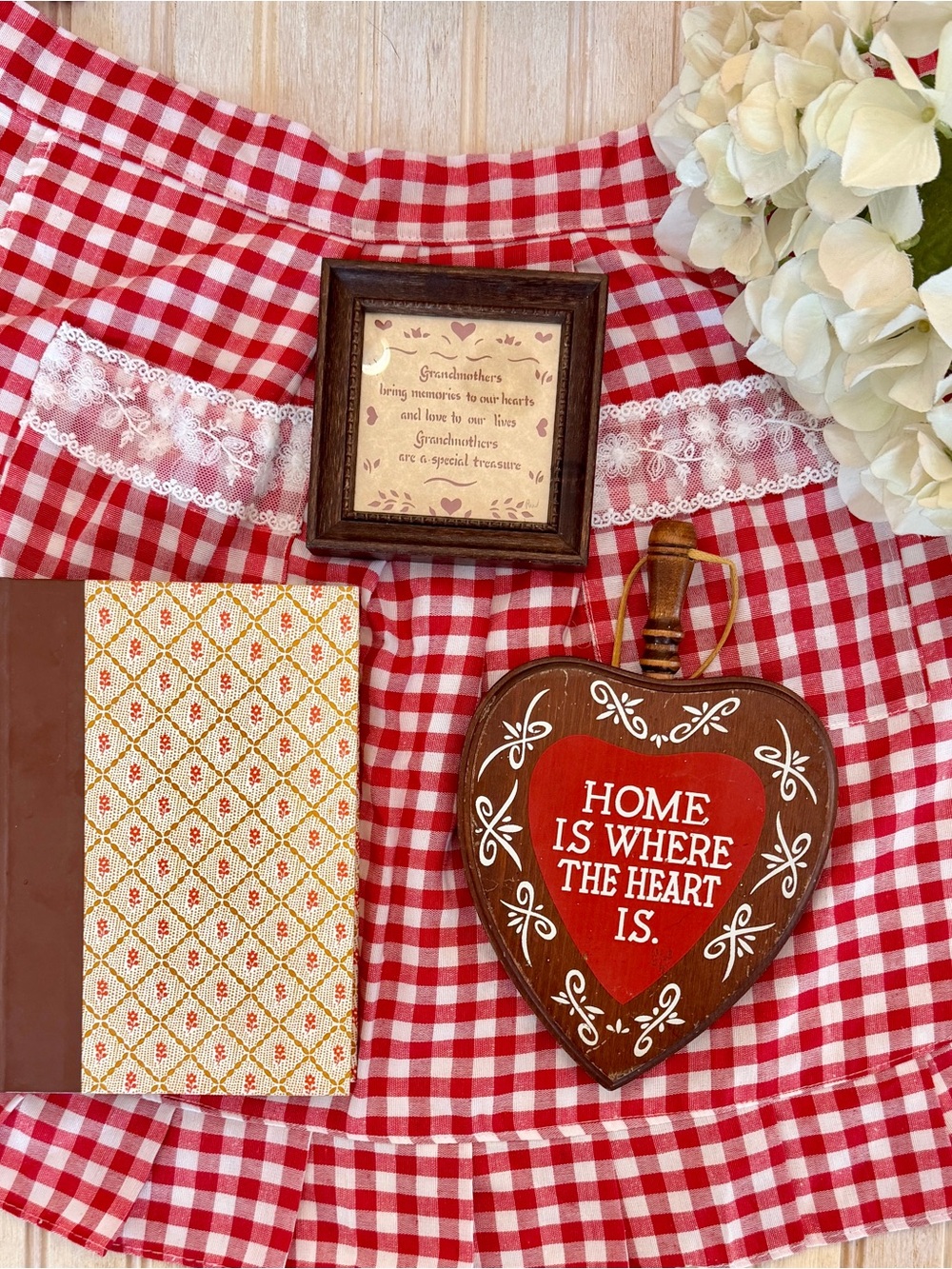 Vintage Reader’s Digest Book, Wooden Heart Sign & Framed Grandmother Poem